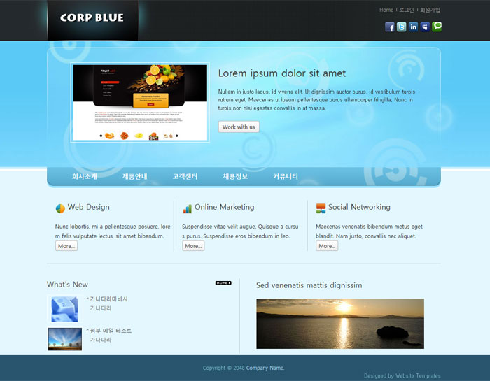 오즈홈빌더 무료 스킨 : Corp Blue - Responsive